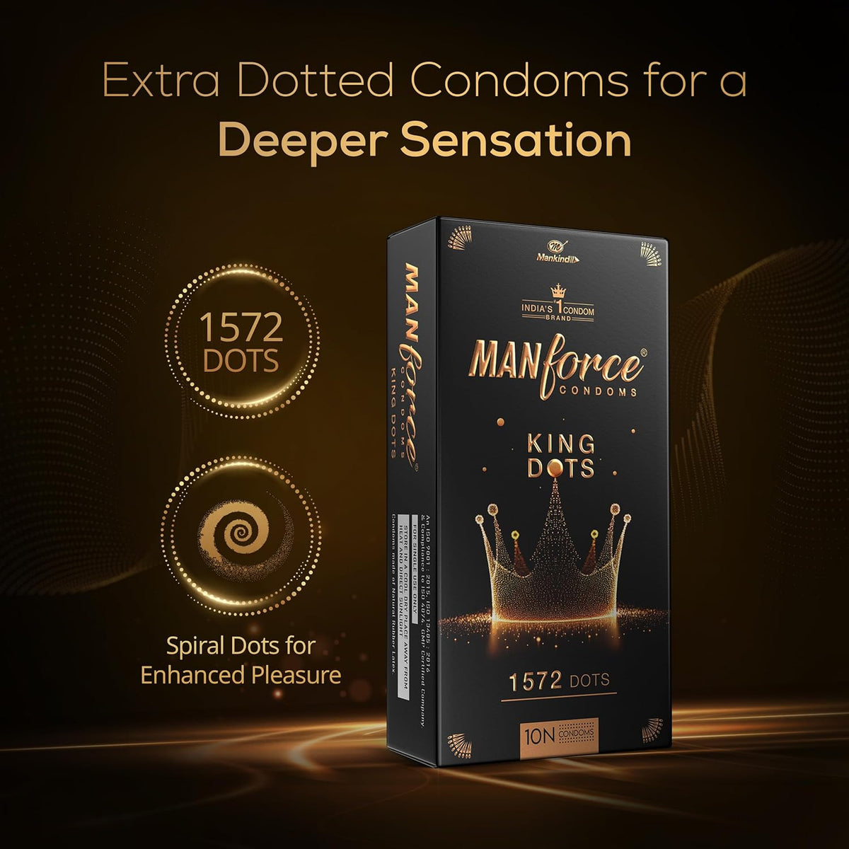 Manforce King Dots Extra Dotted Unflavored Condoms, 10 Pieces x Pack of 2
