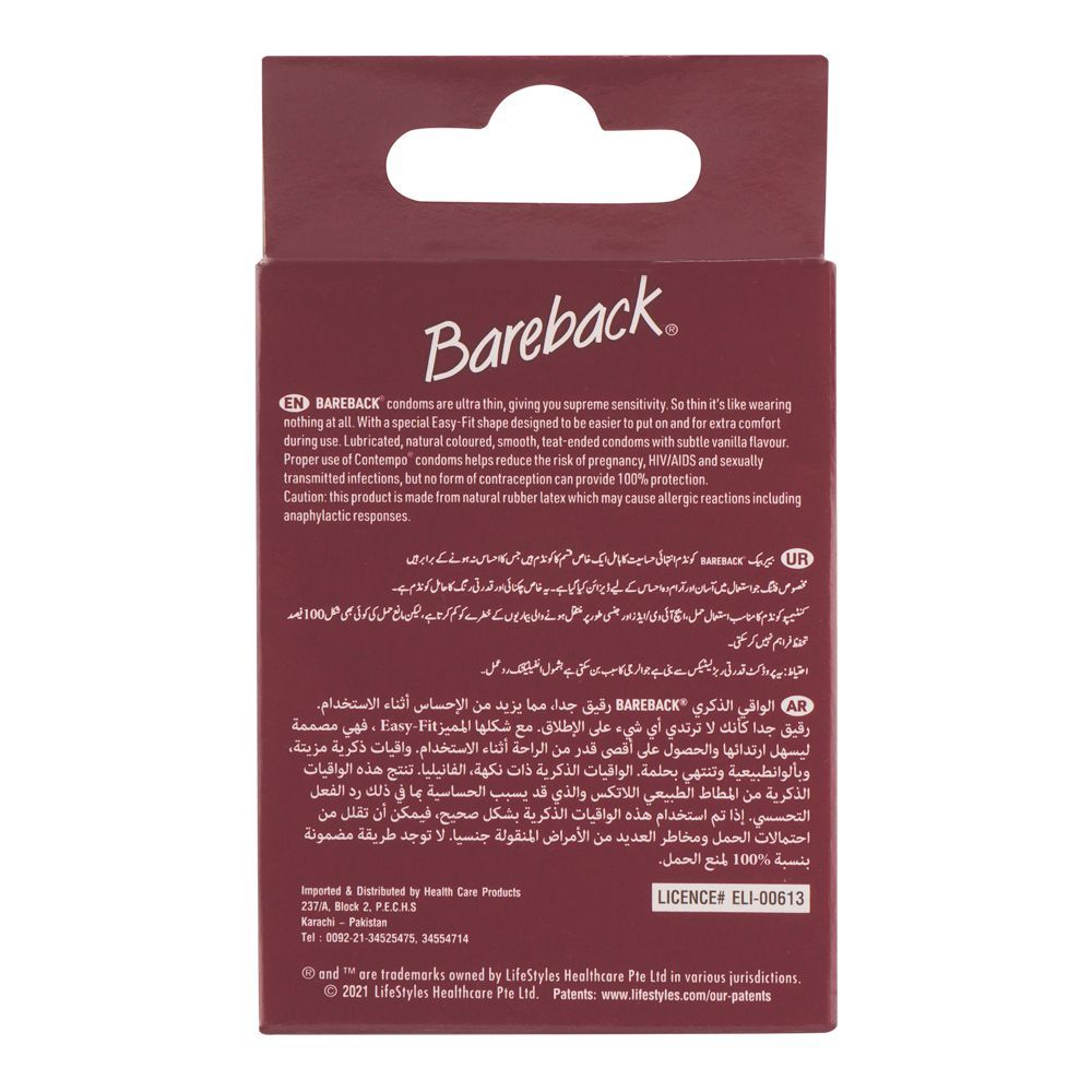 Life Style Bareback Ultra-Thin Condom, 3-Pack