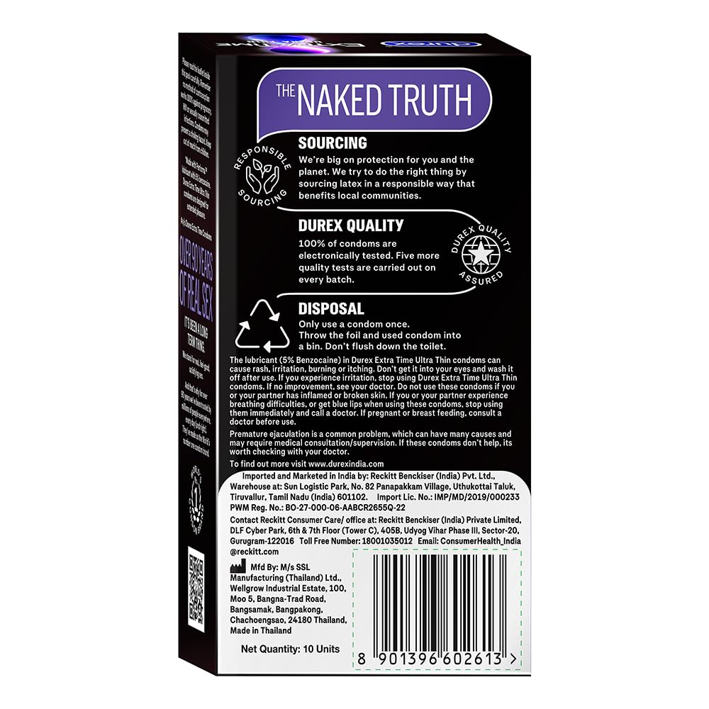 Durex Extra Time Ultra Thin Condom 10 Count