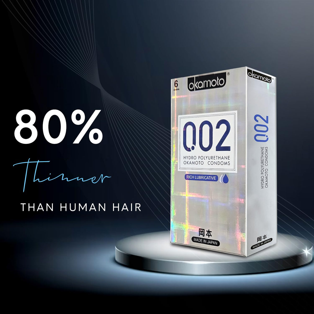 Okamoto 0.02 - Japan's Best Thinnest Condom In India 1st Time in India - Non Latex PU Condom Super Thin Super Strong Imported from Japan 0.02 mm Ultra Thin (Pack of 1, 6s)