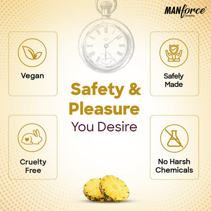 Manforce Overtime Pineapple Flavoured Condoms for Men 20 pcs Dotted, Contoured & Ribbed Condoms For Long-Lasting Pleasure Of Both India’s No. 1 Condom Brand for Safe Sex