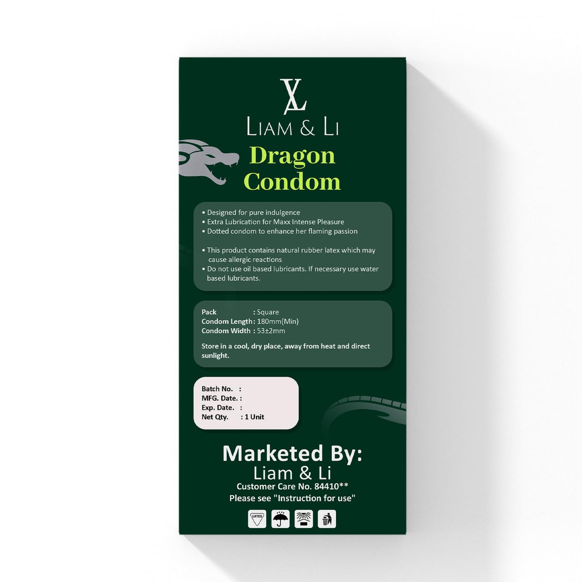 LIAM & LI Premium Size Silicone Dragon 10 Inch Condom For Men 10 inch big size silicone 1 Pcs. (Dragon Condom-M)