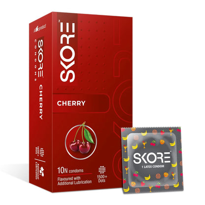 Skore Fruit Basket Condoms Combo Flavoured - Orange, Banana, Cherry & Strawberry Coloured) - 10 Pieces, Pack of 4