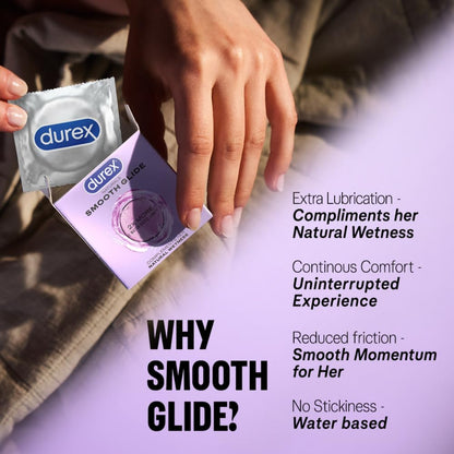 Durex Naturals Smooth Glide Condoms for Men - 10 Count with 2X Water-Based Lubricant Ultra Thin