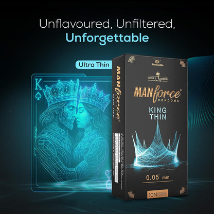 Manforce King Thin Ultra-Thin Unflavoured Condoms, 10 Pieces x Pack of 2
