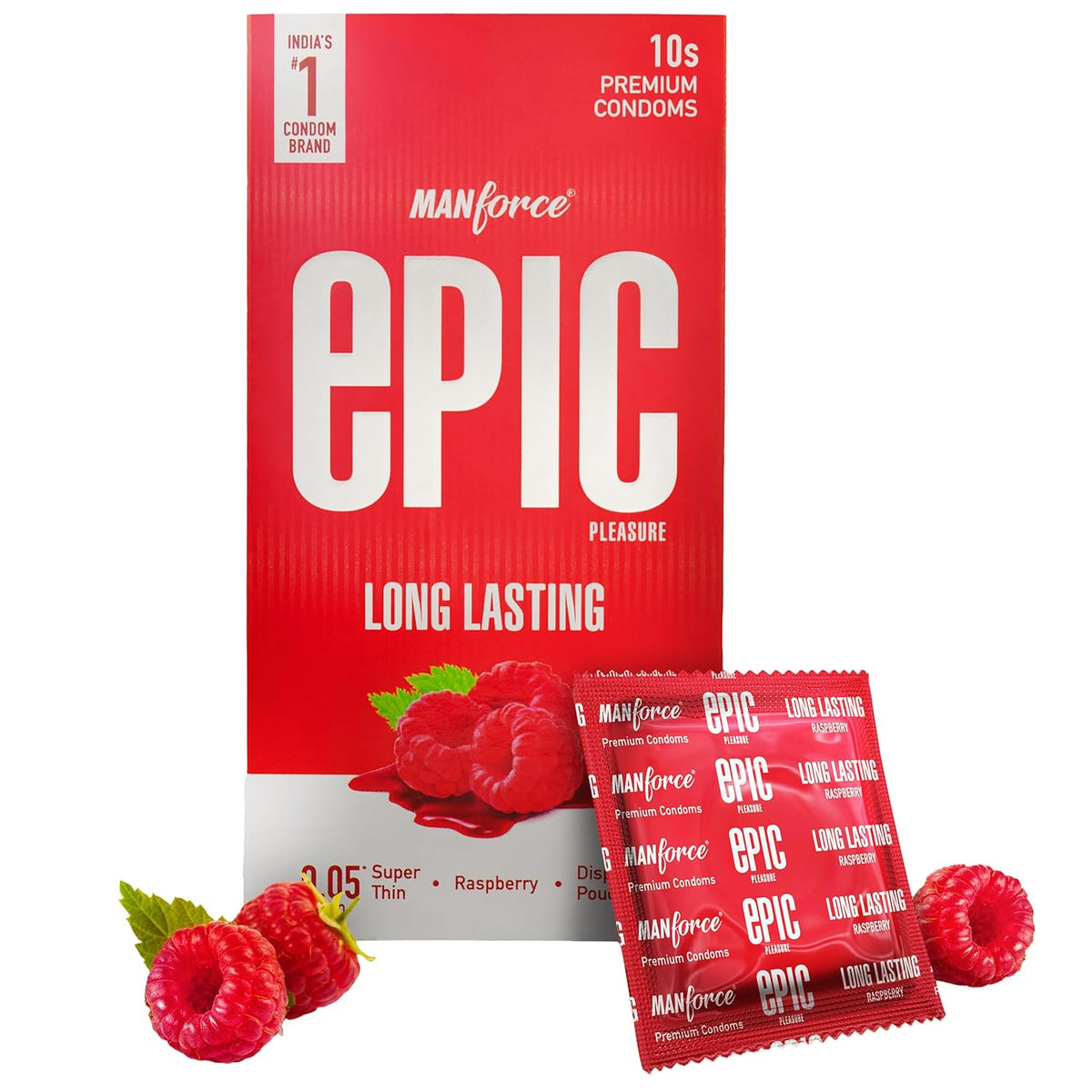 Manforce Epic Pleasure Ultra Thin Condom Long Lasting Pleasure for Both Raspberry Flavour 10 Pcs Manforce Epic Pleasure Ultra Thin Condom Long Lasting Pleasure for Both Raspberry Flavour 10 Pcs
