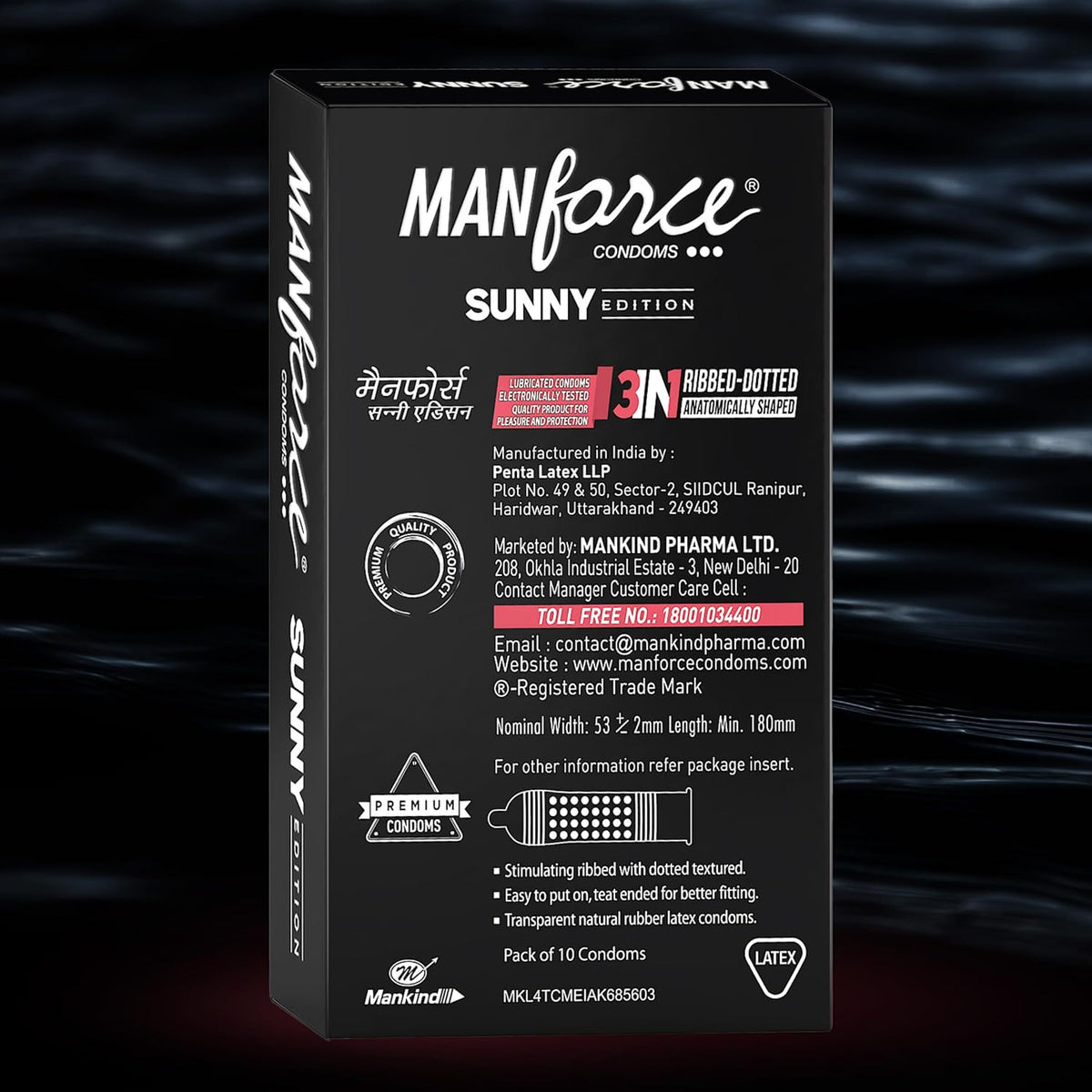 Manforce Sunny Edition Condoms 50 Pcs Ribbed, Dotted & Anatomically Shaped Condoms For Enhanced Pleasure Of Both Indias No. 1 Condom Brand For Safe Sex
