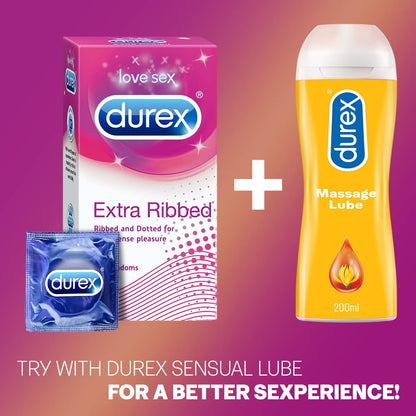 Durex Condoms, Extra Ribbed- 10s (Pack of 3)