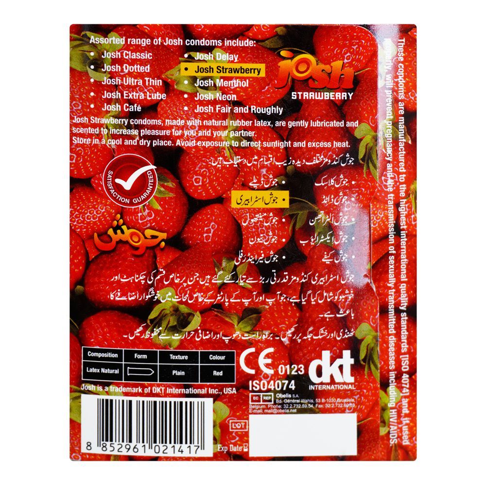 Josh Strawberry Condom, 3-Pack