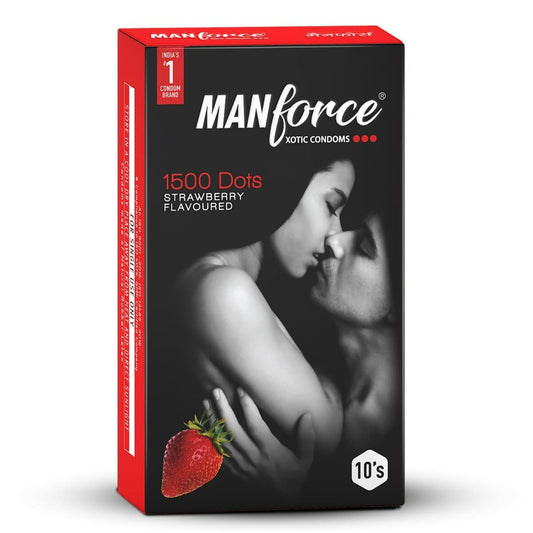 Manforce 1500 Dots Xotic Strawberry Flavour Condoms, 10 Coun