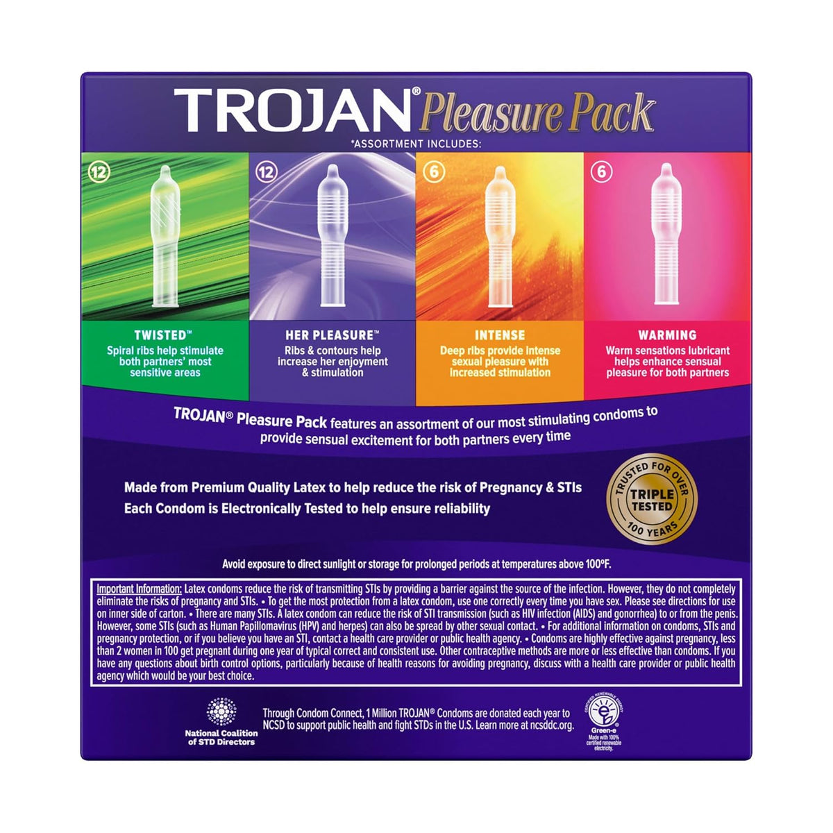 Trojan Condom Pleasure Pack Lubricated, 36 Count