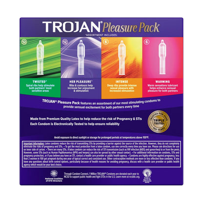 Trojan Condom Pleasure Pack Lubricated, 36 Count