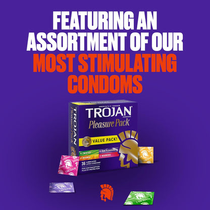 Trojan Condom Pleasure Pack Lubricated, 36 Count